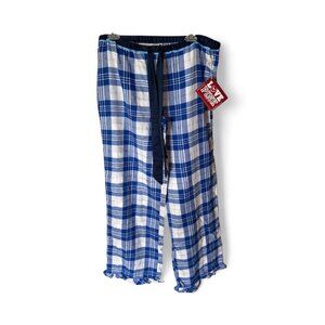 NWT Y2K 2008 Rare Victoria's Secret PINK Pajama Pants Flannel Blue Plaid, Large